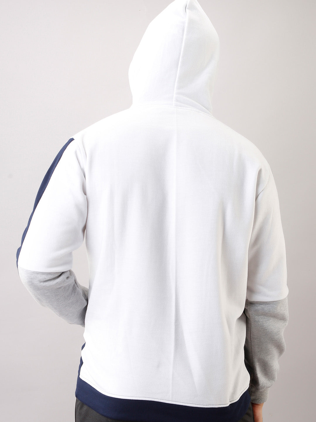 COLOR BLOCK WHITE BLUE HOODIE SWEATSHIRT