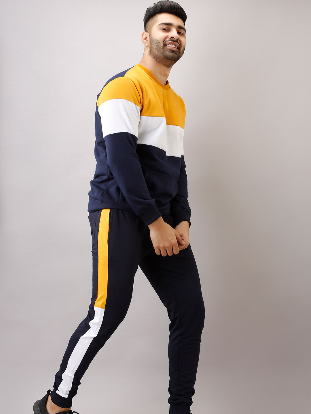 COLOUR BLOCK BLUE WHITE YELLOW JOGGER