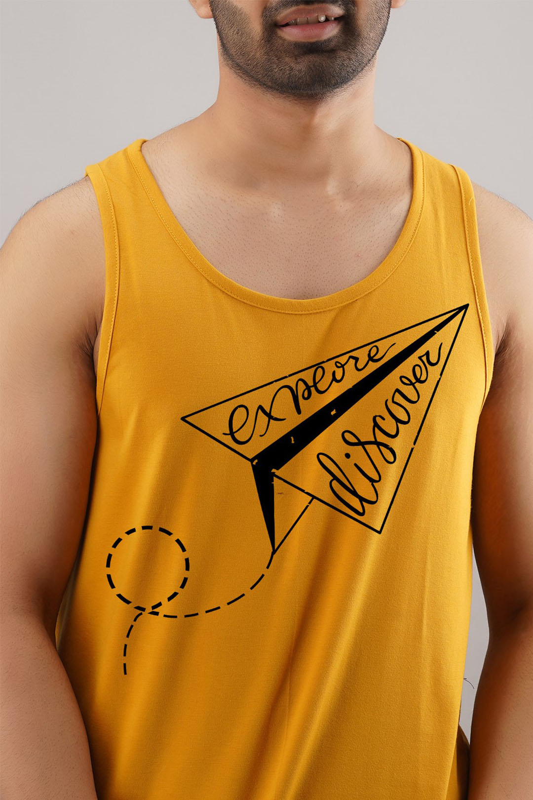 Explore Discover Mustard Sleeveless T-Shirt
