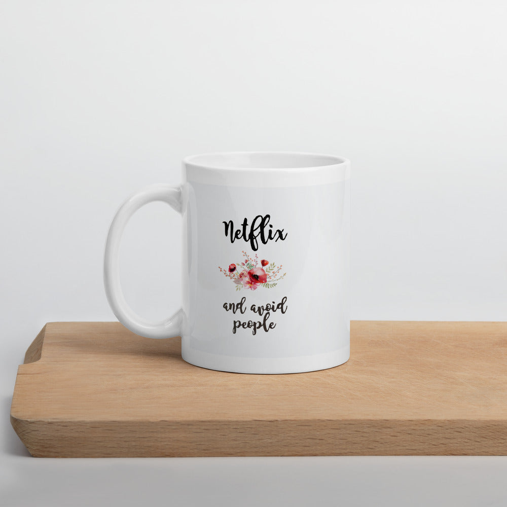 NETFLIX AND AVOID PEOPLE COFFEE MUG