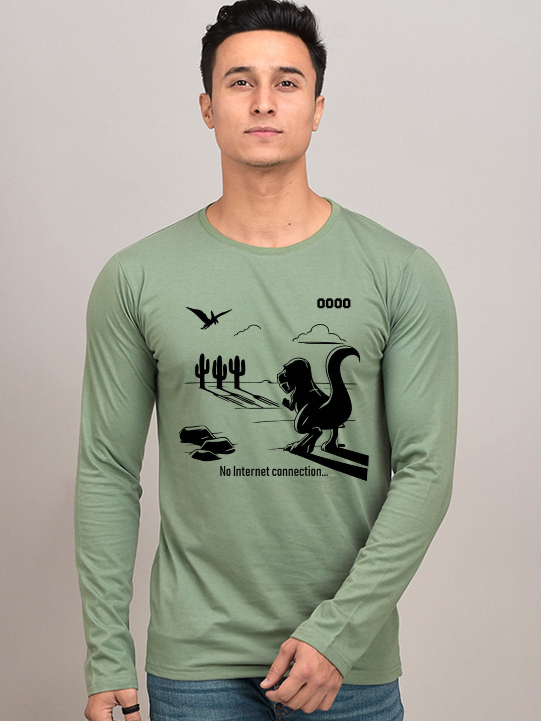 No Internet Yellow Full Sleeves T-Shirt