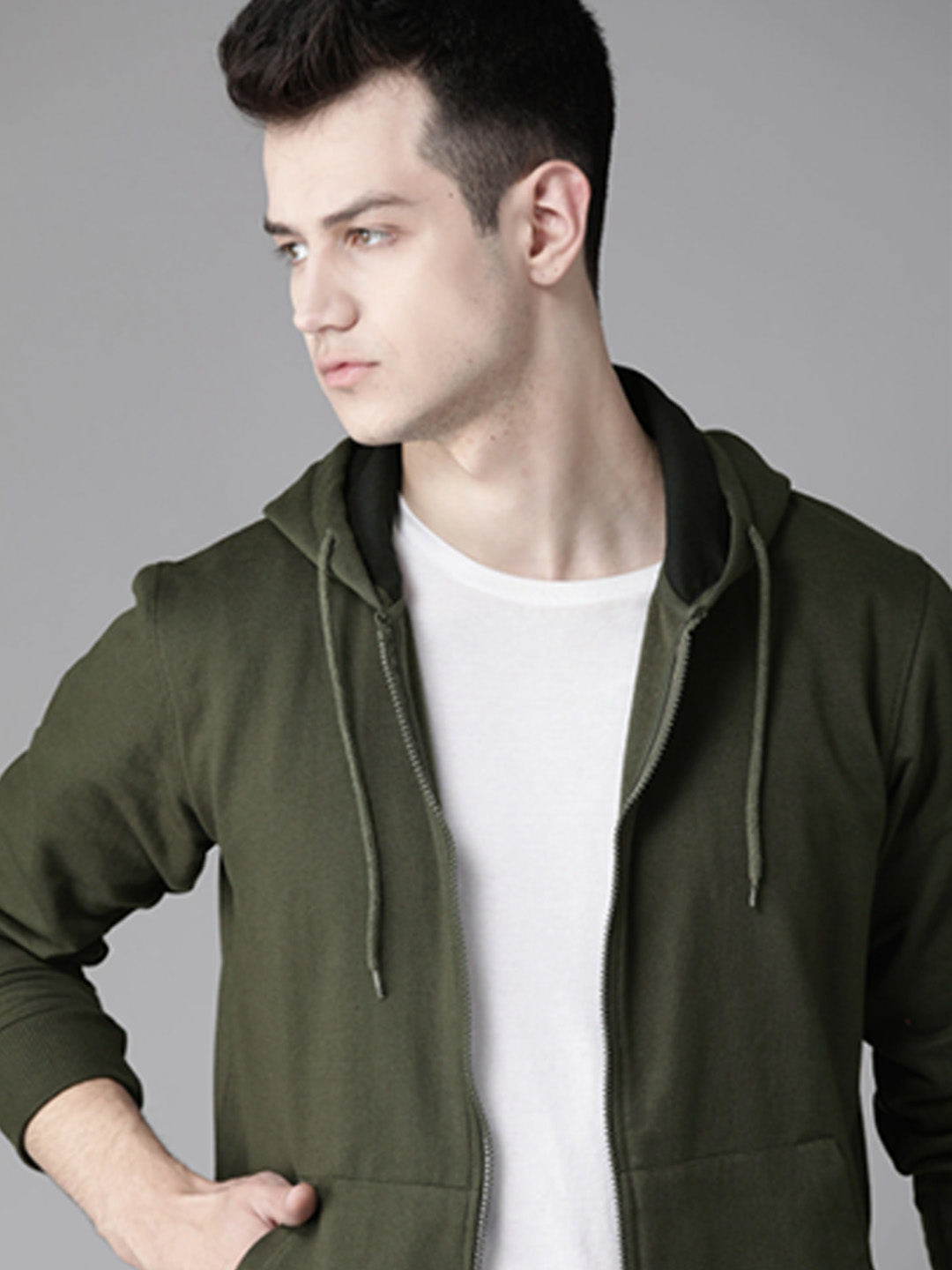 OLIVE GREEN ZIP HOODIE