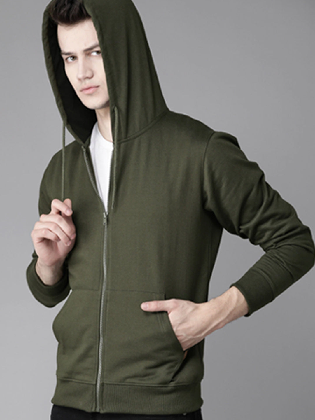 OLIVE GREEN ZIP HOODIE