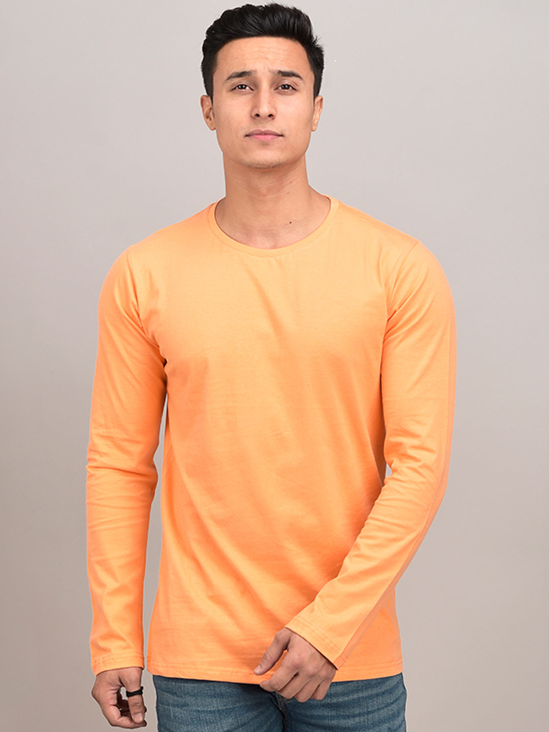 Pack Of 2 Plain Peach And Brown Full Sleeves T-Shirts