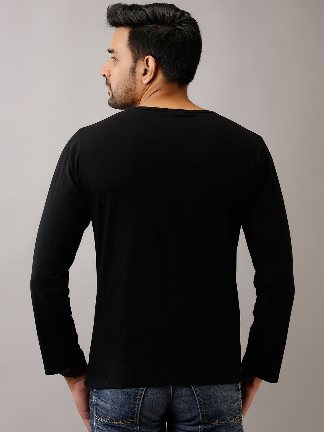 PLAIN BLACK FULL SLEEVE HENLEY