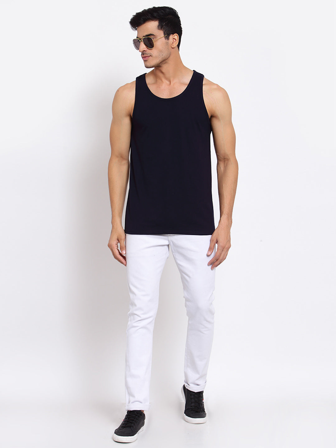 Plain Blue Sleeveless T-Shirt
