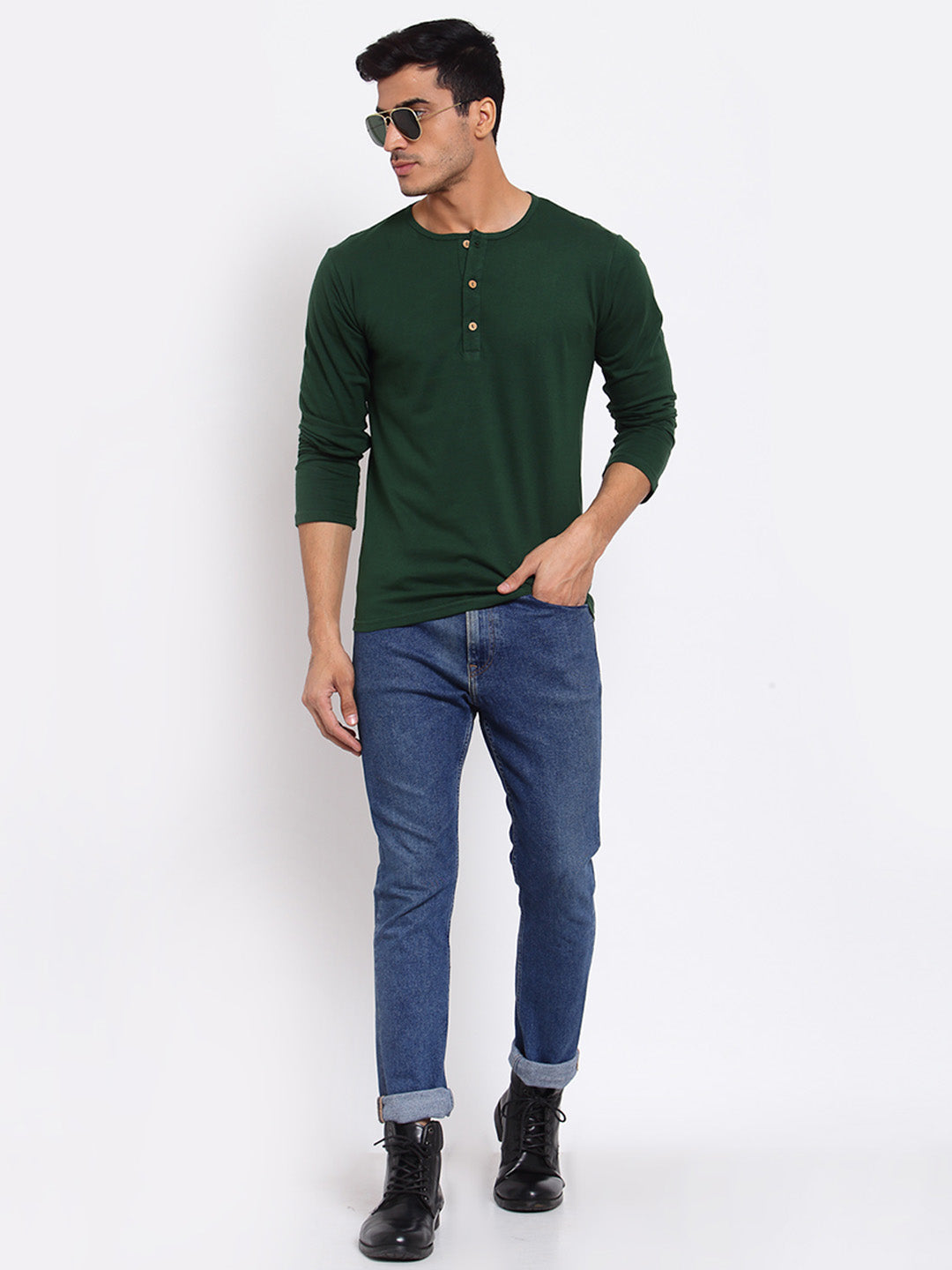 PLAIN GREEN FULL SLEEVE HENLEY
