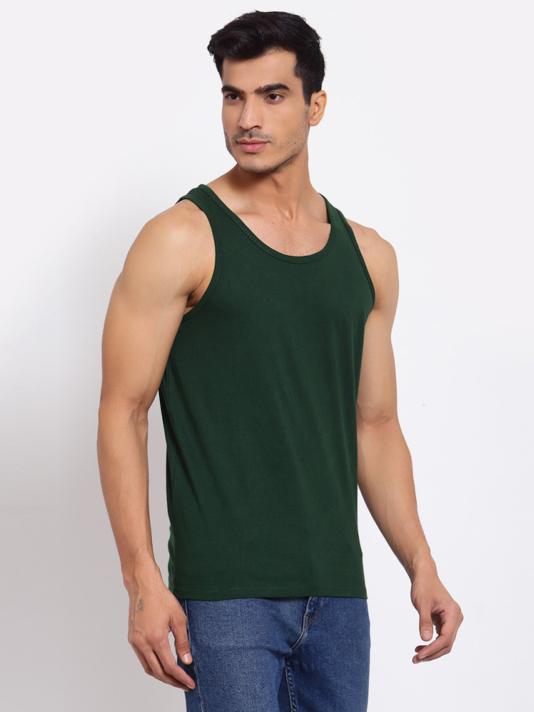 Plain Green Sleeveless T-Shirt