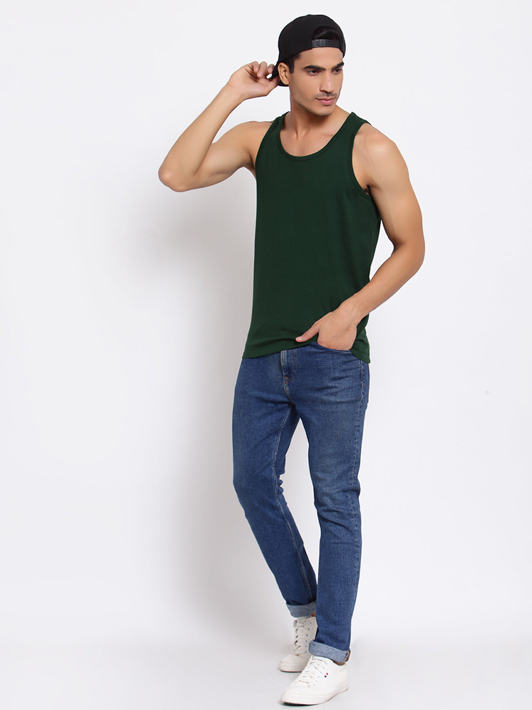 Plain Green Sleeveless T-Shirt