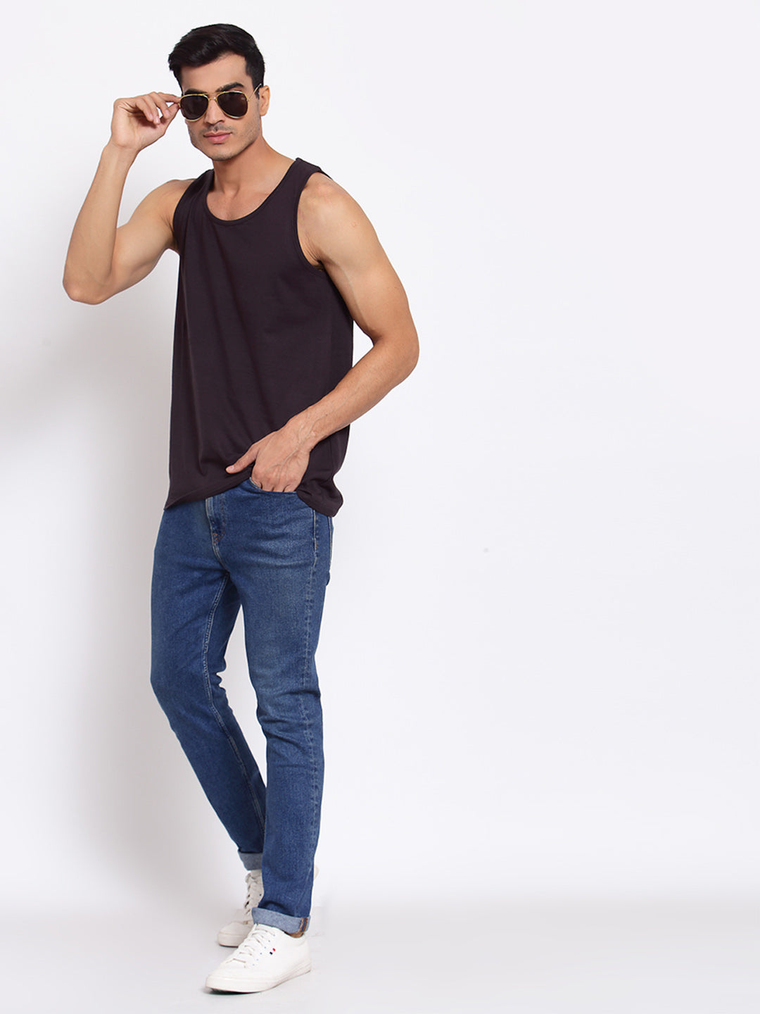 Plain Grey Sleeveless T-Shirt