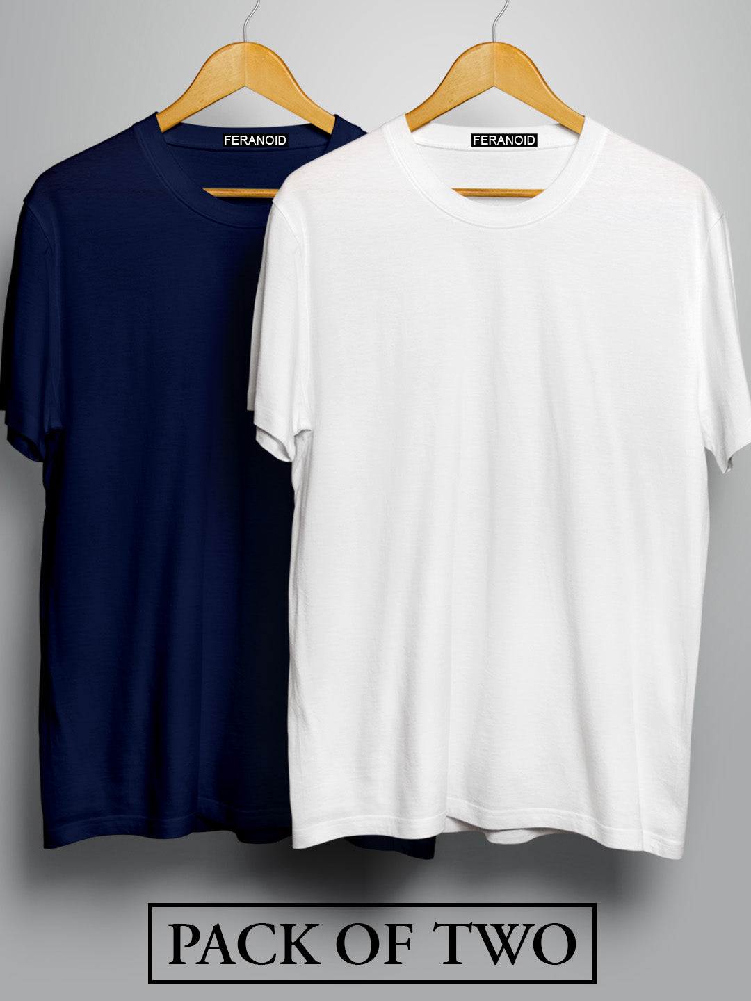 Plain Half Sleeves Pack Of Two Blue And White T-Shirts