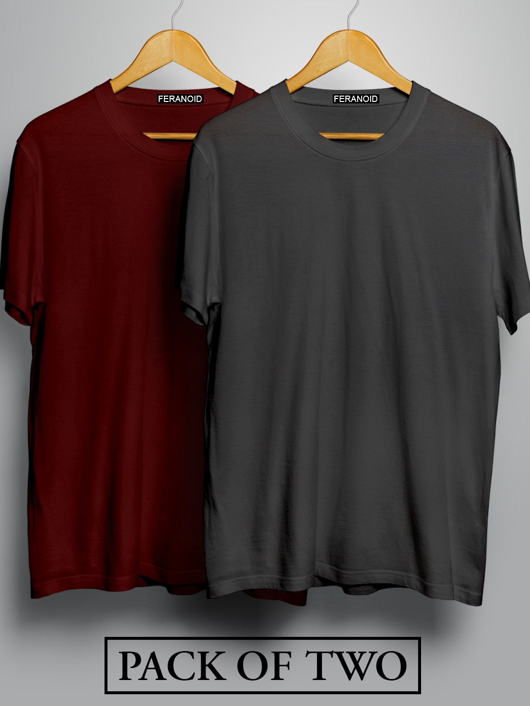 Plain Half Sleeves Pack Of Two Maroon And Grey T-Shirts