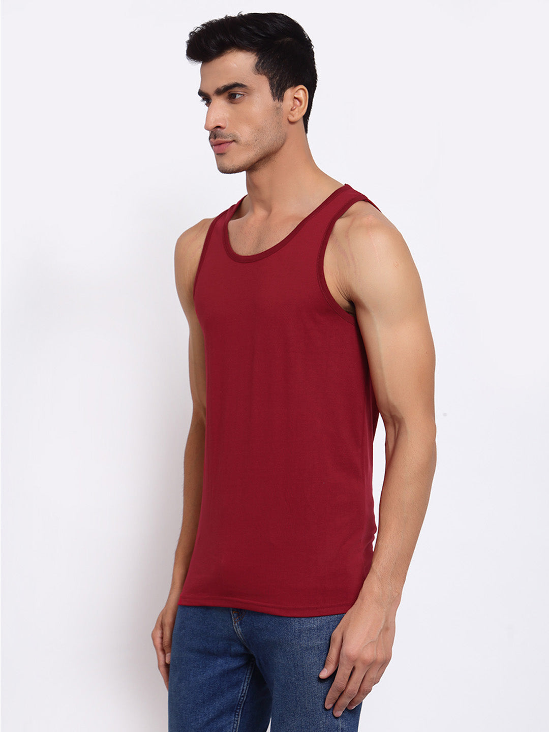 Plain Maroon Sleeveless T-Shirt