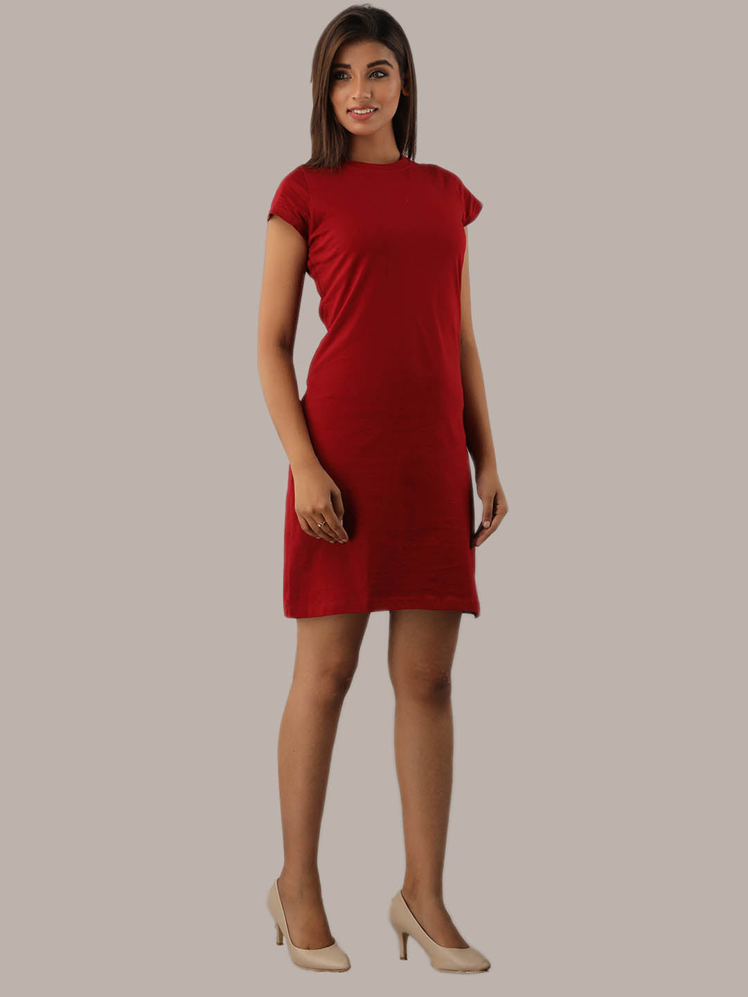 Plain Maroon T-Shirt Dress