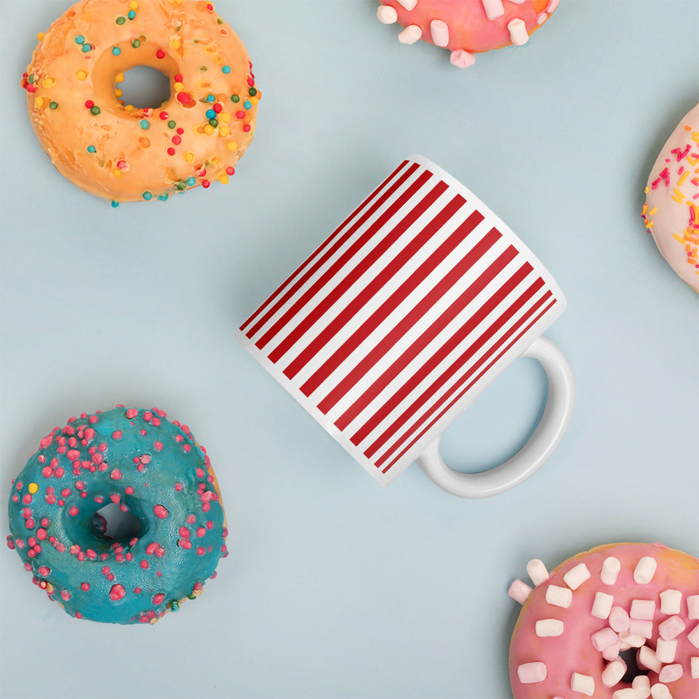 RED WHITE STRIPS COFFEE MUG