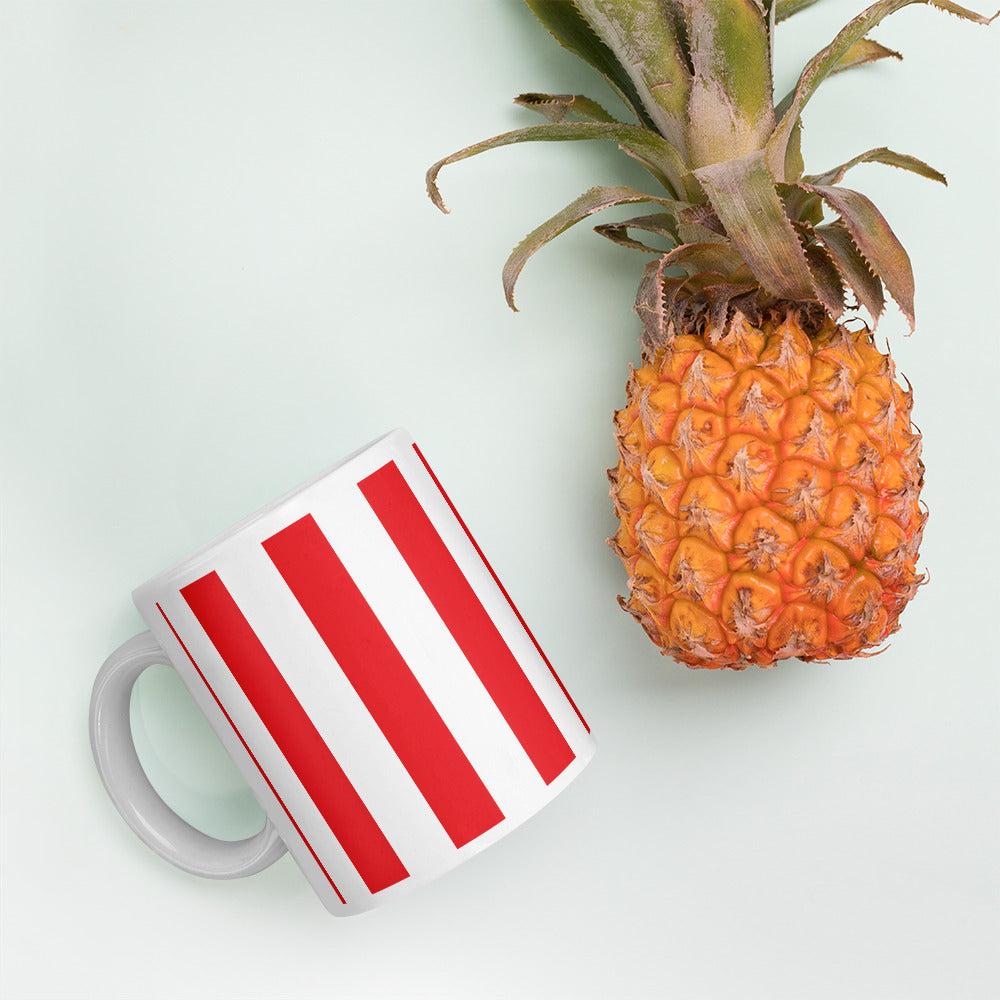 RED WHITE WIDE STRIPS COFFEE MUG
