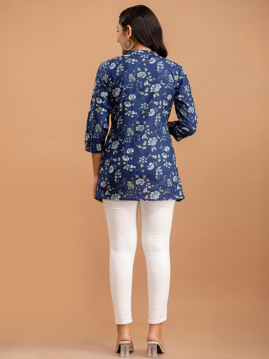 Floral Printed Pure Cotton Pleated A-Line Kurti FRKT6224