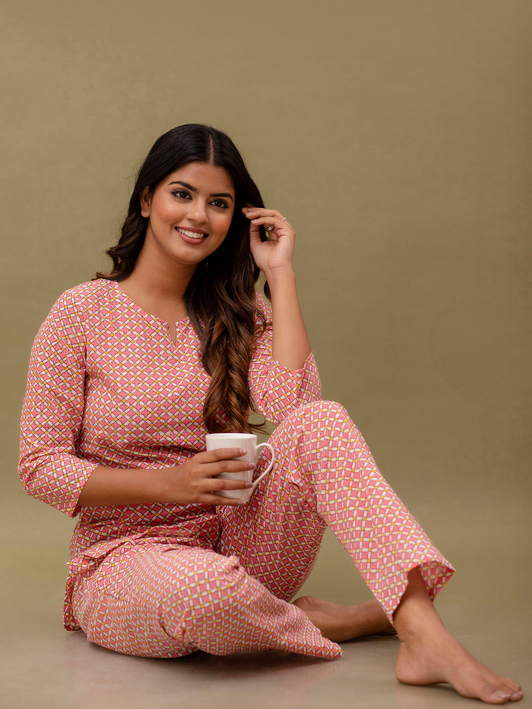 Floral Printed Pure Cotton Night Suits FRLW9042