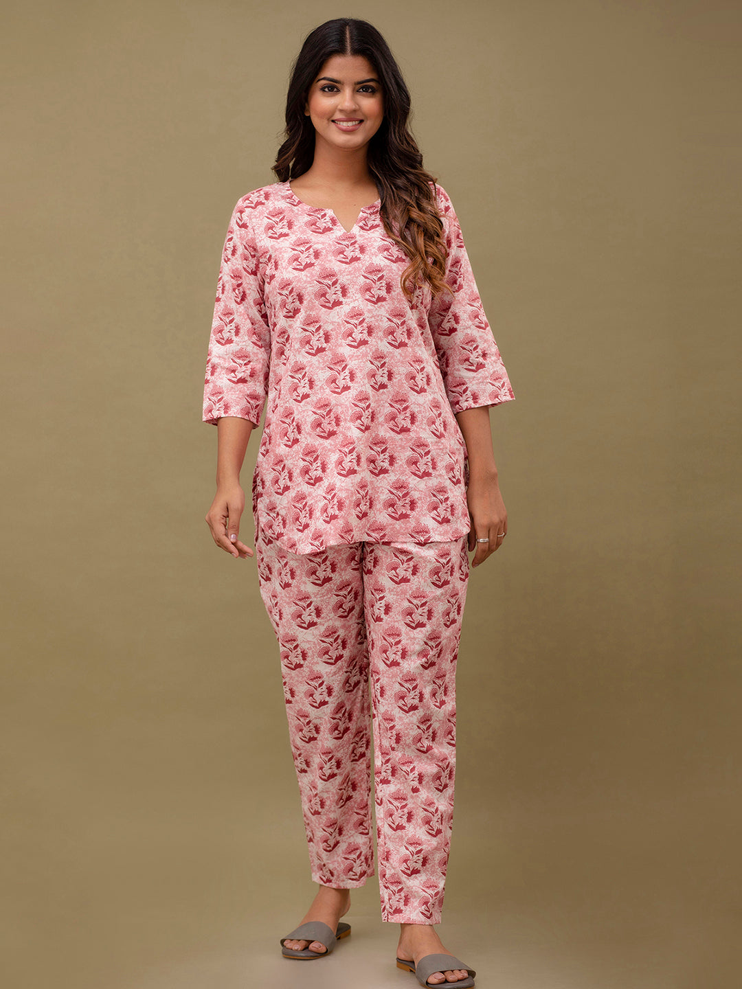 Floral Printed Pure Cotton Night Suits FRLW9043
