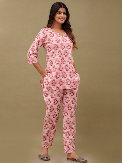 Floral Printed Pure Cotton Night Suits FRLW9043