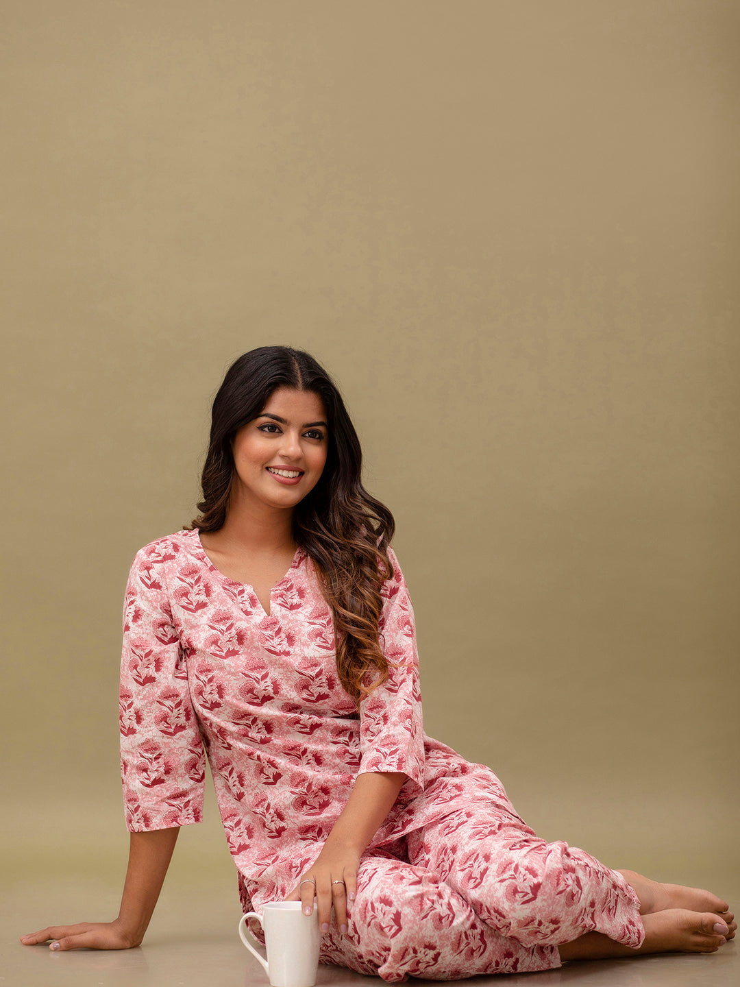 Floral Printed Pure Cotton Night Suits FRLW9043
