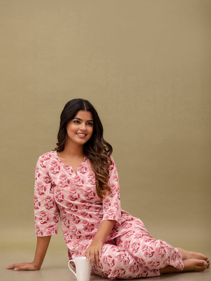Floral Printed Pure Cotton Night Suits FRLW9043