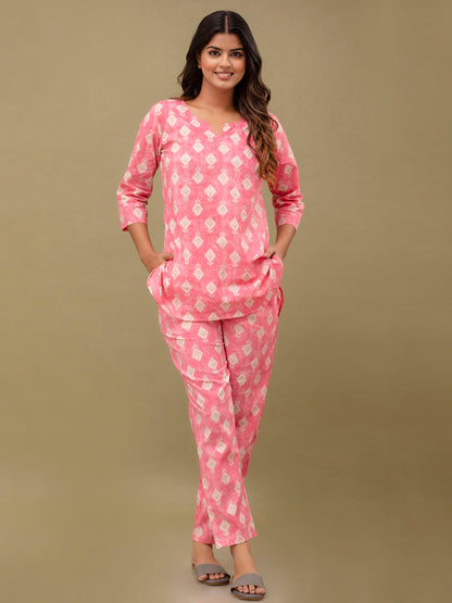 Floral Printed Pure Cotton Night Suits FRLW9044