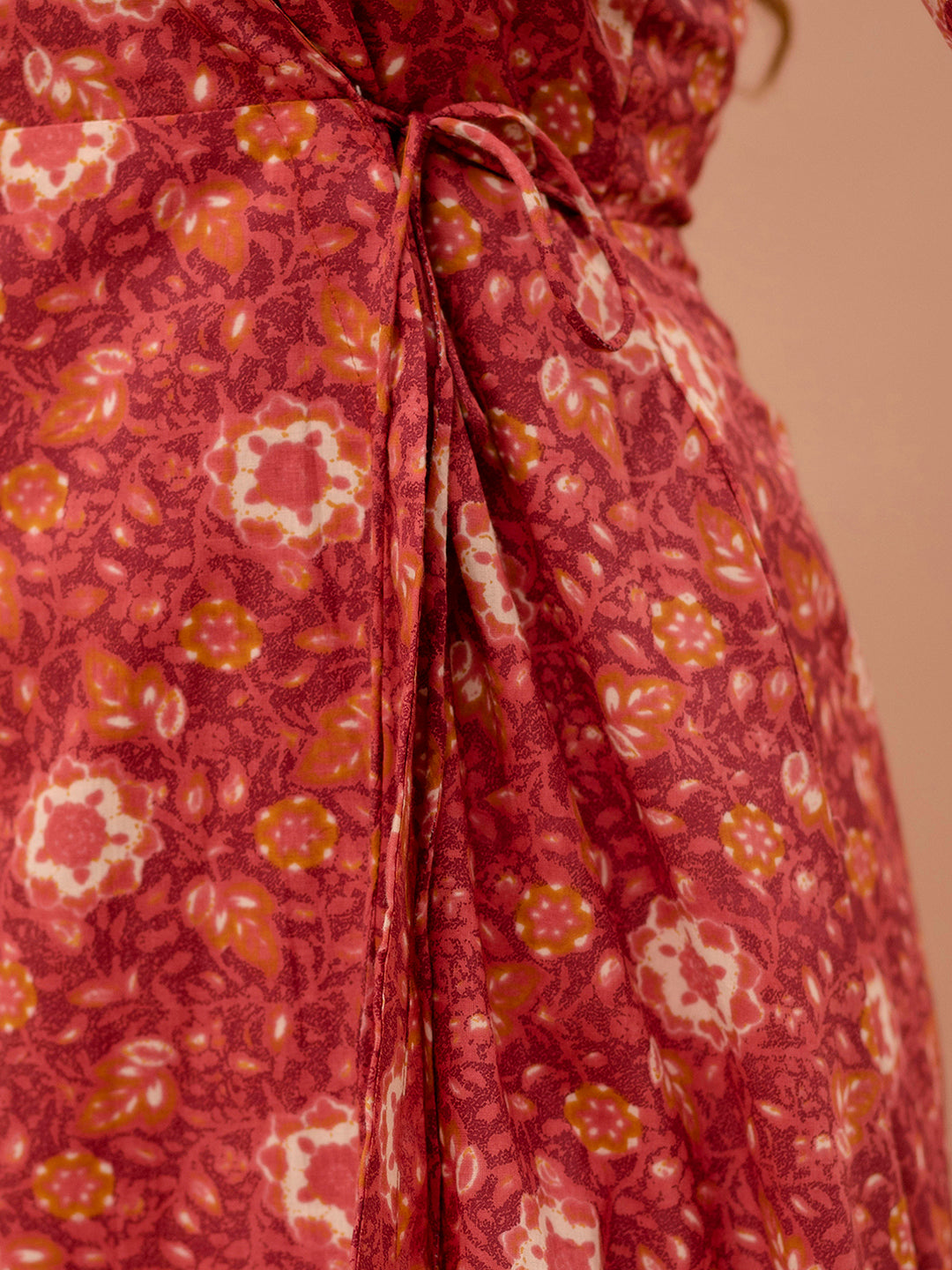Floral Printed V-Neck Pure Cotton Angrakha A-Line Kurti FRKT6276