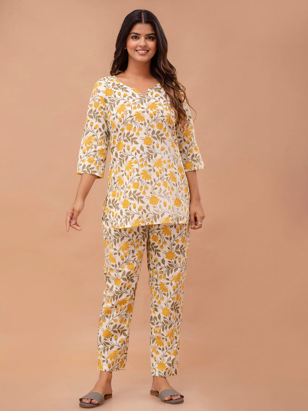 Floral Printed Pure Cotton Night Suits FRLW9046