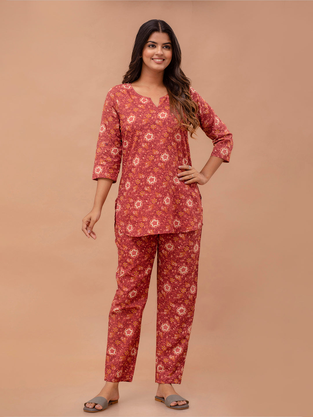 Floral Printed Pure Cotton Night Suits FRLW9047