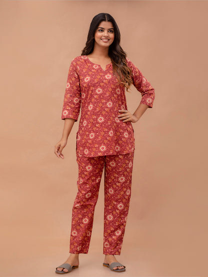 Floral Printed Pure Cotton Night Suits FRLW9047
