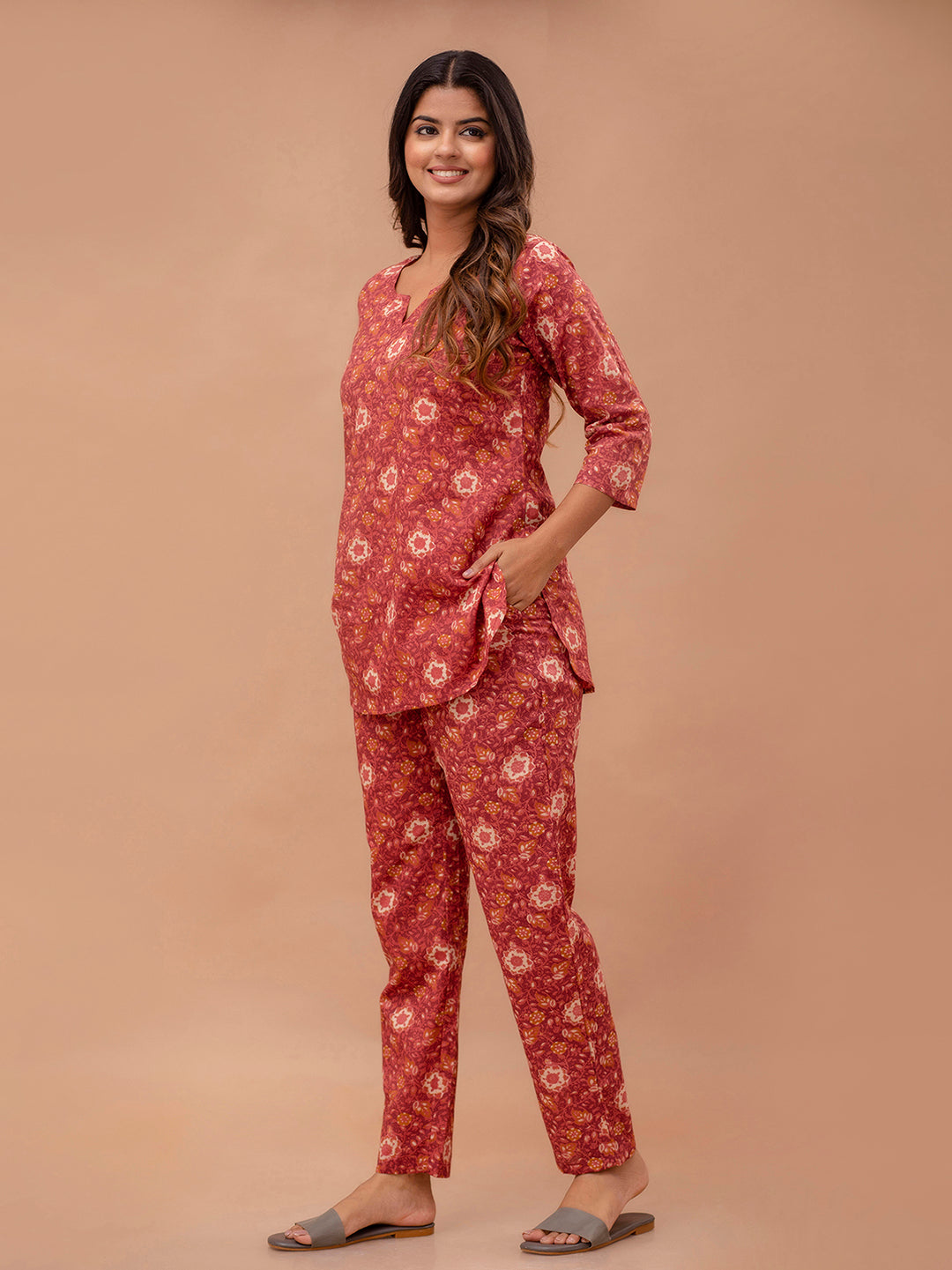 Floral Printed Pure Cotton Night Suits FRLW9047