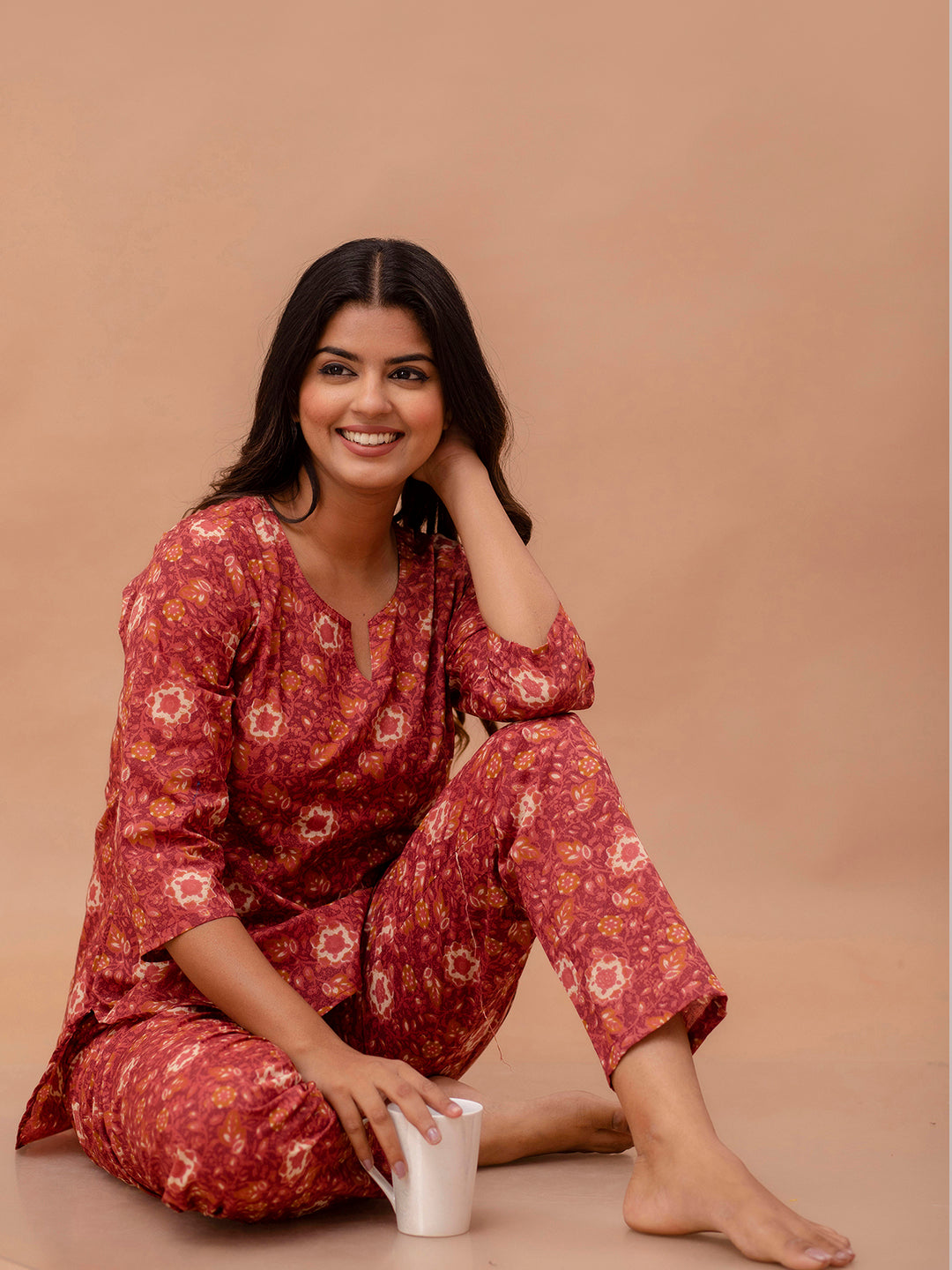 Floral Printed Pure Cotton Night Suits FRLW9047
