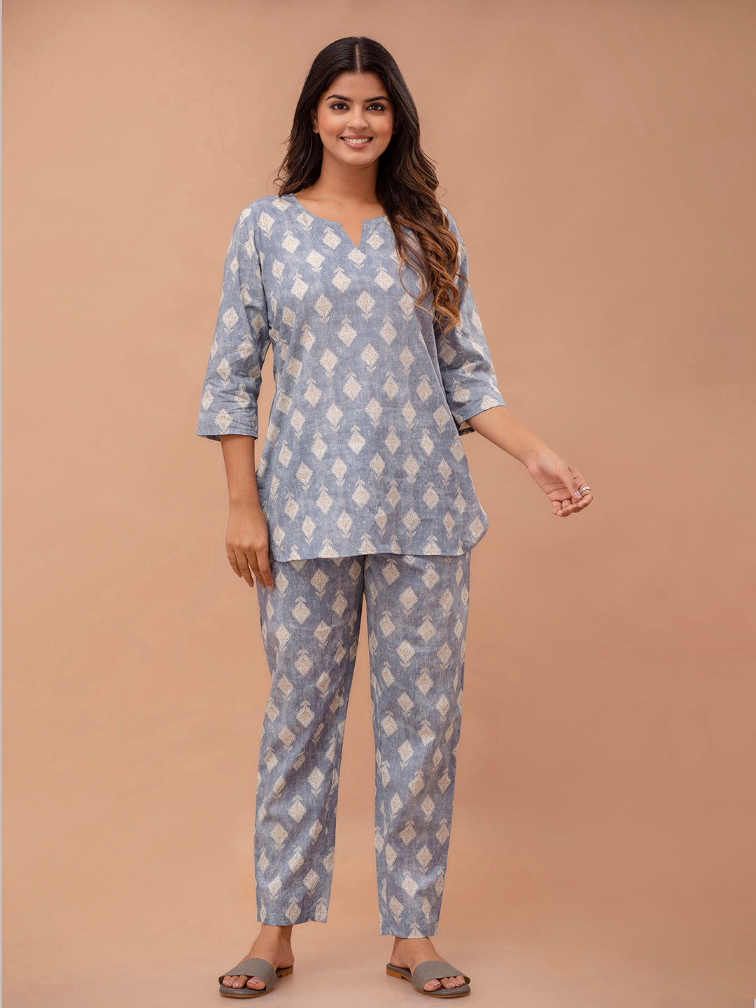 Floral Printed Pure Cotton Night Suits FRLW9048