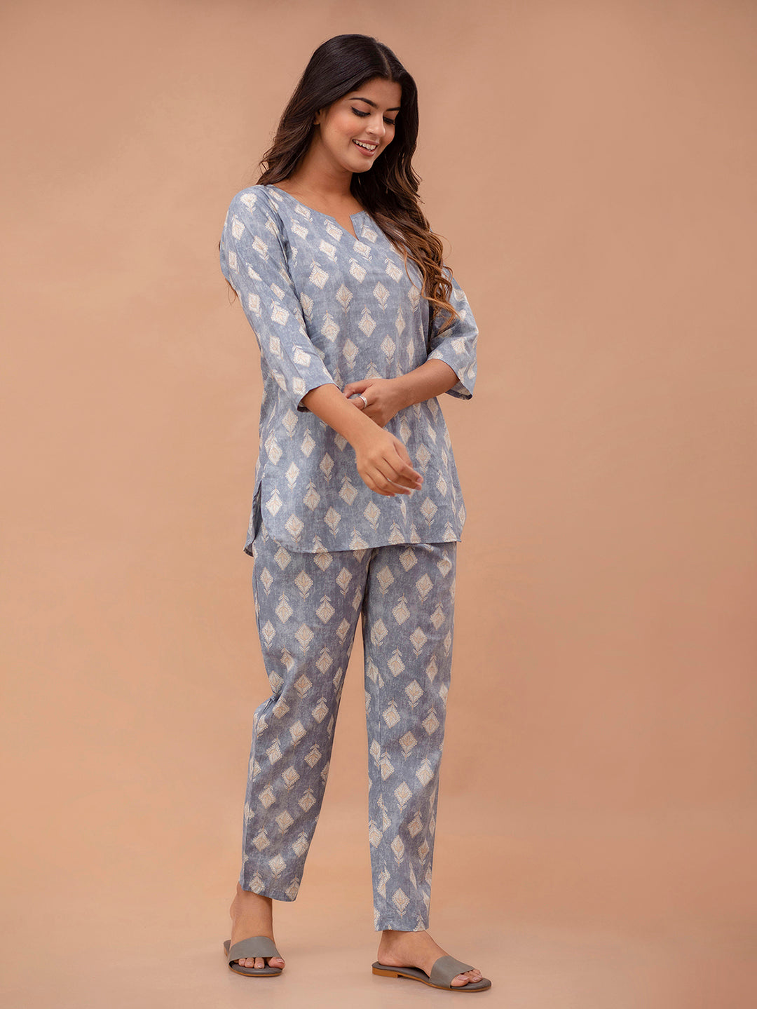 Floral Printed Pure Cotton Night Suits FRLW9048