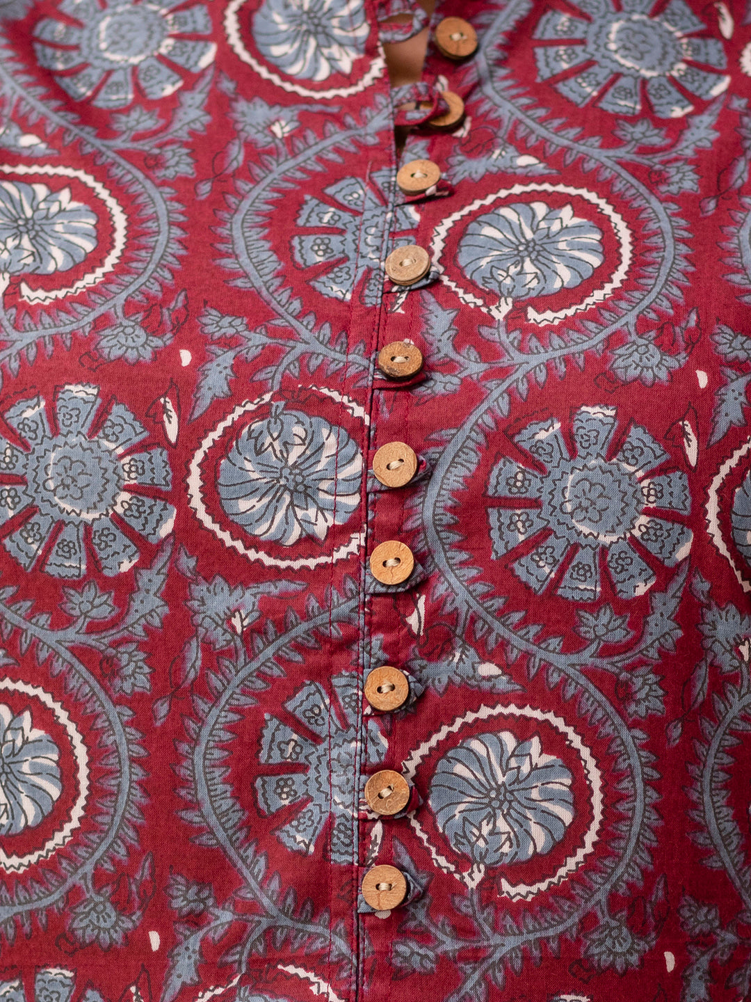 Floral Printed Pure Cotton Pleated A-Line Kurti FRKT6228
