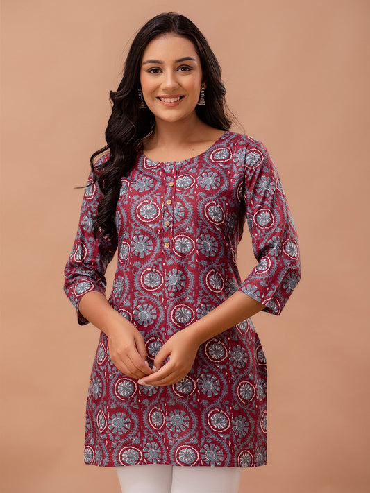 Ethnic Motifs Printed Pure Cotton Kurti FRKT6258