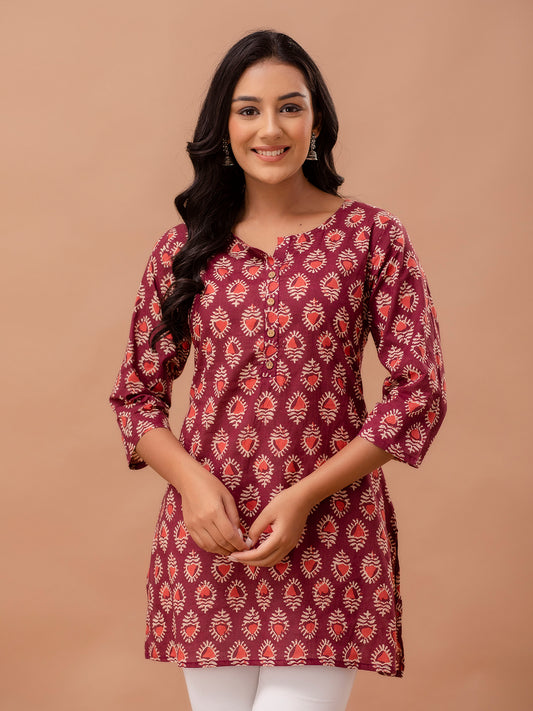 Ethnic Motifs Printed Pure Cotton Kurti FRKT6259