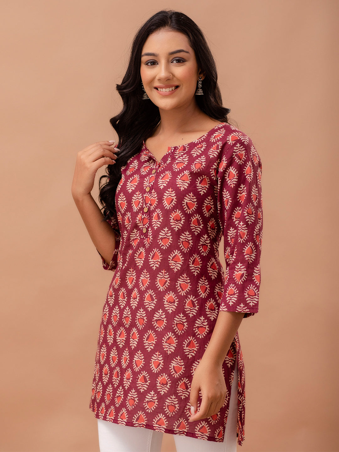 Ethnic Motifs Printed Pure Cotton Kurti FRKT6259