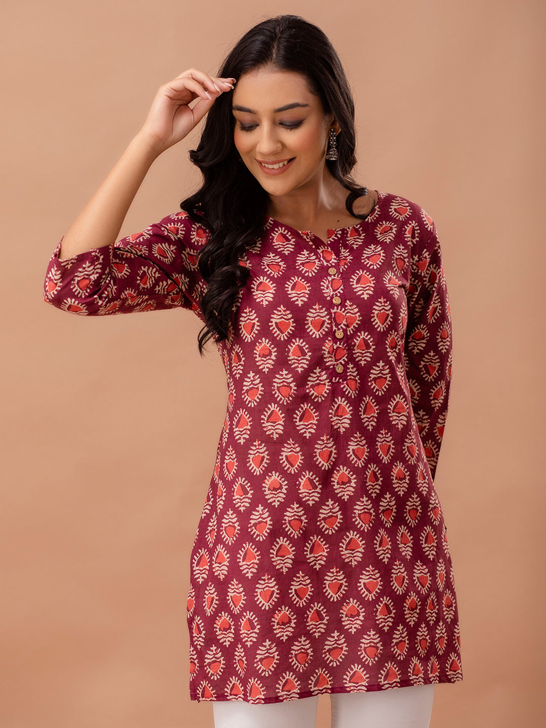 Ethnic Motifs Printed Pure Cotton Kurti FRKT6259