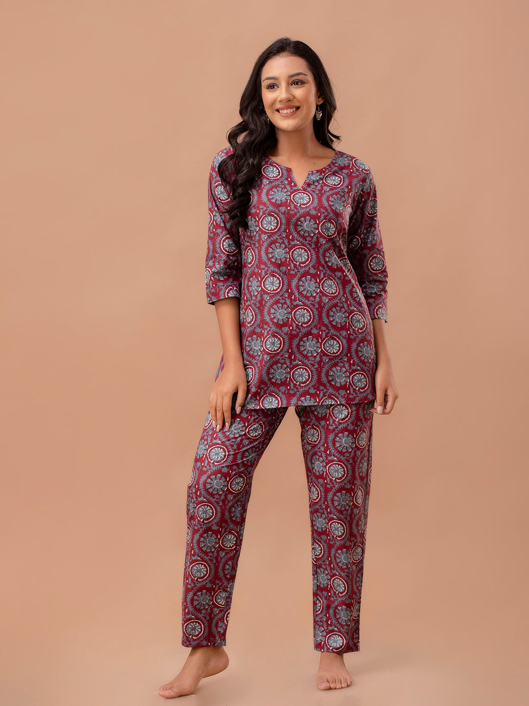 Floral Printed Pure Cotton Night Suits FRLW9038