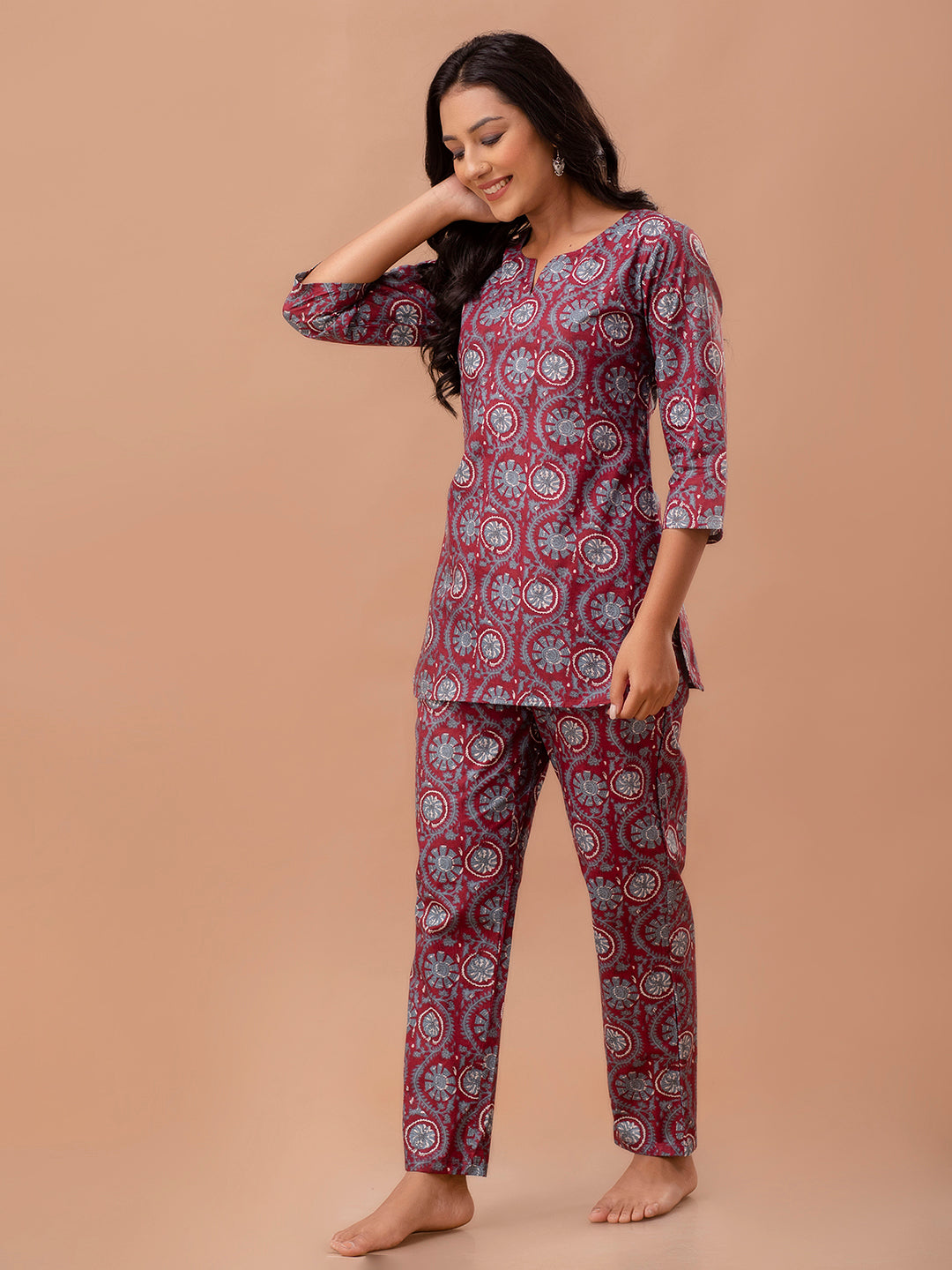 Floral Printed Pure Cotton Night Suits FRLW9038