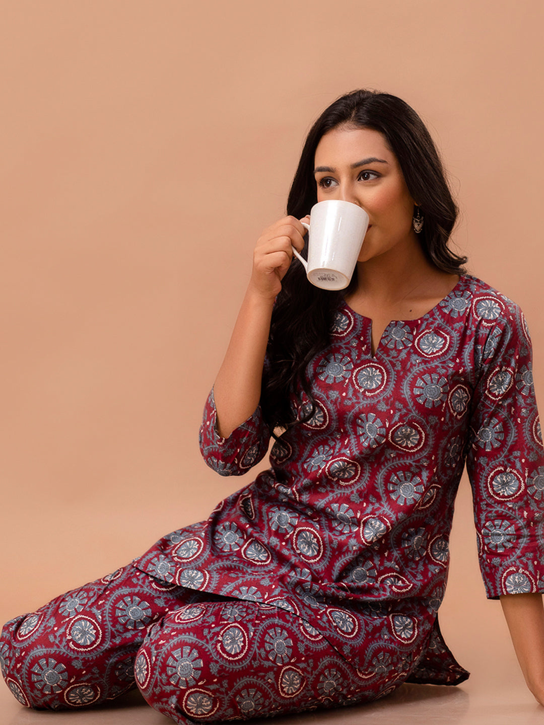 Floral Printed Pure Cotton Night Suits FRLW9038