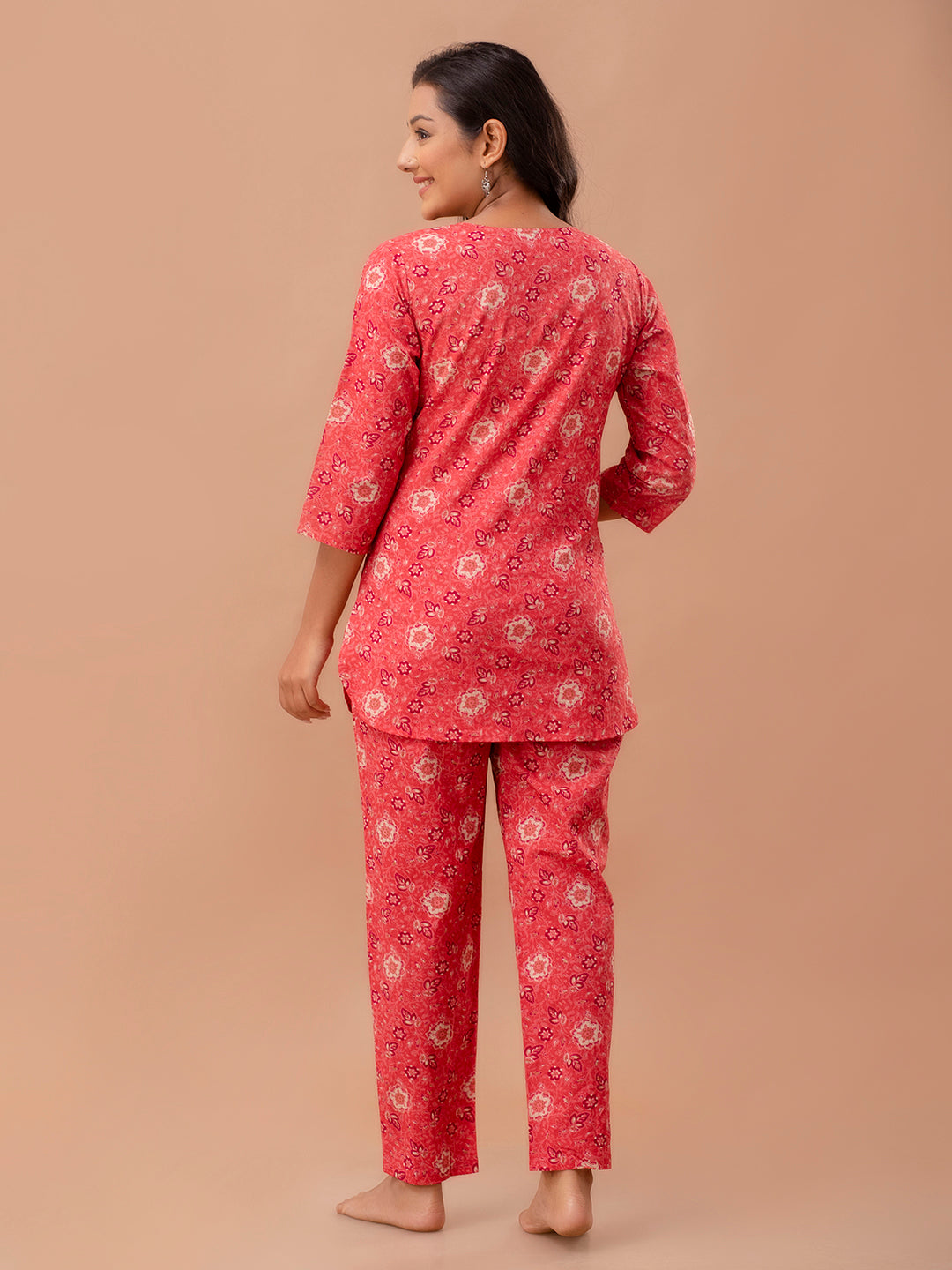 Floral Printed Pure Cotton Night Suits FRLW9039