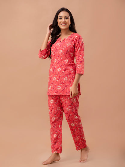 Floral Printed Pure Cotton Night Suits FRLW9039