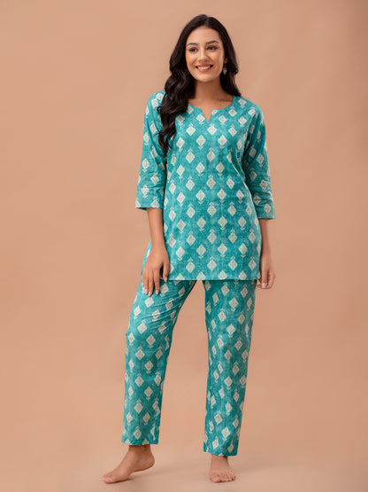 Floral Printed Pure Cotton Night Suits FRLW9040
