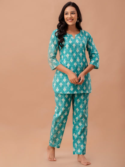 Floral Printed Pure Cotton Night Suits FRLW9040