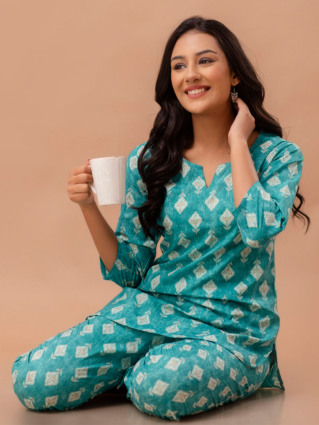 Floral Printed Pure Cotton Night Suits FRLW9040