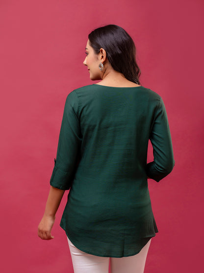 Feranoid Plain short kurti Rayon Sia FRKT6394