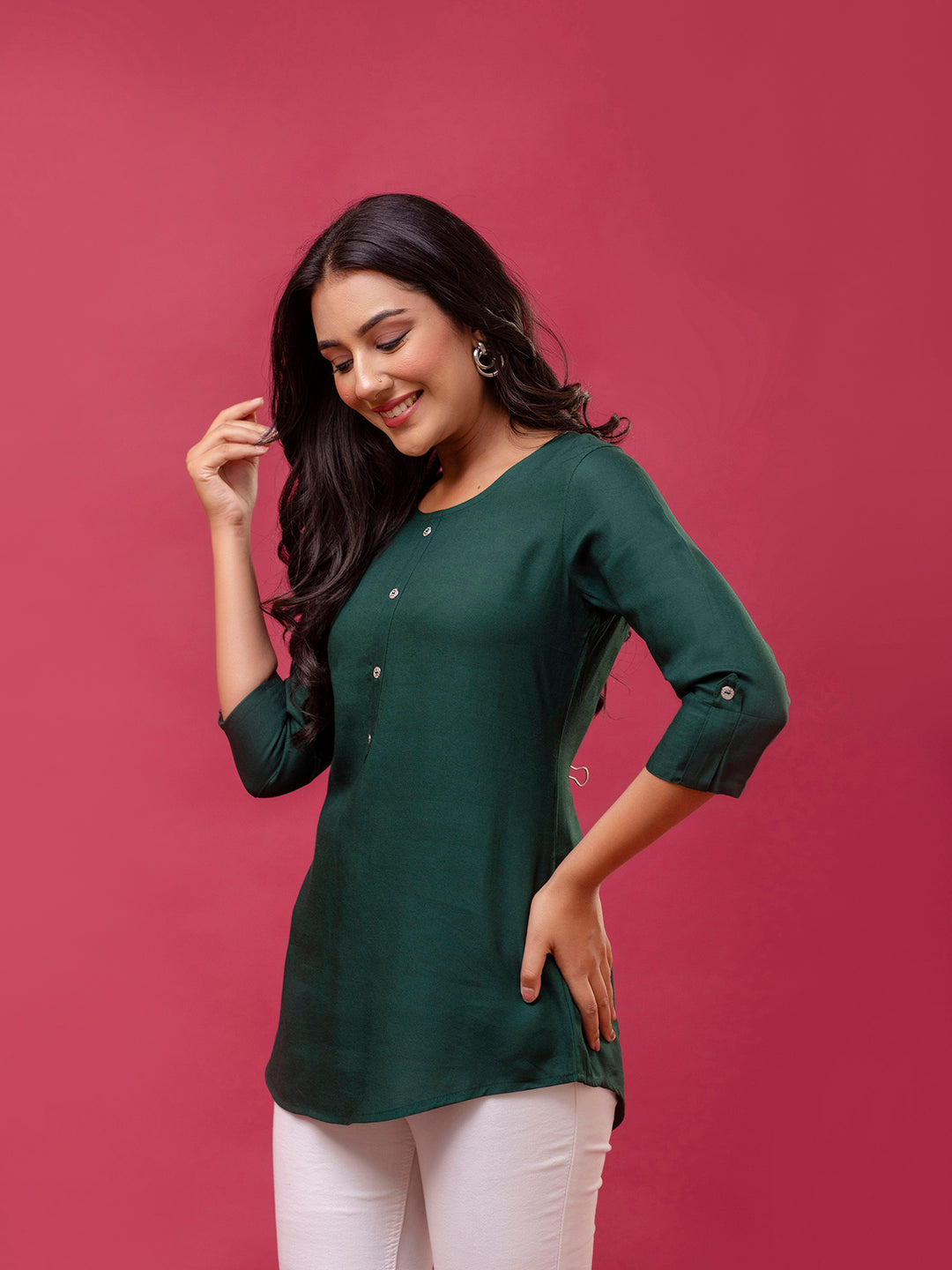 Feranoid Plain short kurti Rayon Sia FRKT6394